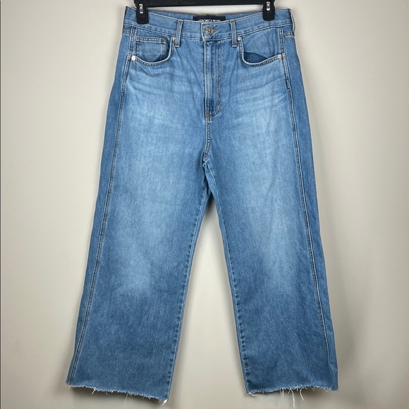 Veronica Beard Taylor Wide Leg High Waist Crop Blue Jeans Size 31 - Picture 4 of 10